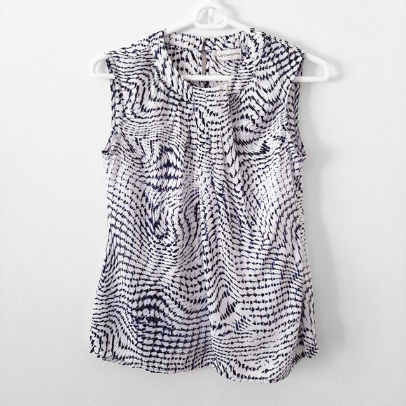 Liz Claiborne Tops - NWT Liz Claiborne Sleeveless Top, Built-in Camisole, Navy & White, PXS/0P/2P/4P